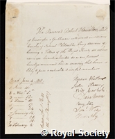 Hamilton, Robert: certificate of election to the Royal Society