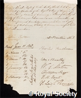 Chevalier, Thomas: certificate of election to the Royal Society