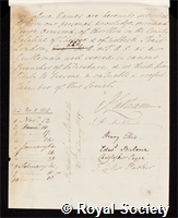 Ormerod, George: certificate of election to the Royal Society