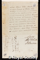 Mackenzie, Colin: certificate of election to the Royal Society