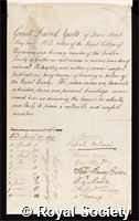 Yeats, Grant David: certificate of election to the Royal Society