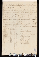 Beche, Sir Henry Thomas de la: certificate of election to the Royal Society
