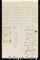 Dollond, George: certificate of election to the Royal Society