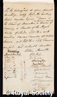 Farquhar, Sir Robert Townsend: certificate of election to the Royal Society