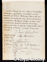 Whewell, William: certificate of election to the Royal Society