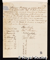 Phillipps, Sir Thomas: certificate of election to the Royal Society