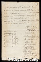 Macculloch, John: certificate of election to the Royal Society