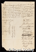 Watt, James: certificate of election to the Royal Society