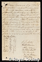 Swainson, William: certificate of election to the Royal Society