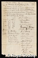 Stokes, Charles: certificate of election to the Royal Society