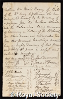 Parry, Sir William Edward: certificate of election to the Royal Society