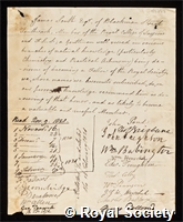South, Sir James: certificate of election to the Royal Society