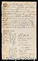 Forster, Edward: certificate of election to the Royal Society