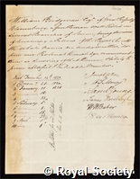 Bridgman, William: certificate of election to the Royal Society
