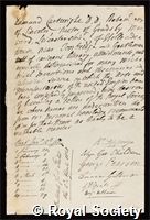 Cartwright, Edmund: certificate of election to the Royal Society