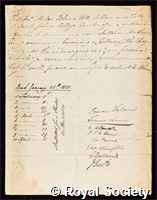 Bland, Miles: certificate of election to the Royal Society