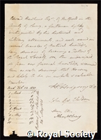 Hawkins, Edward: certificate of election to the Royal Society