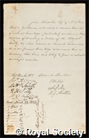 Knowles, John: certificate of election to the Royal Society