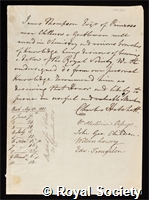 Thomson, James: certificate of election to the Royal Society
