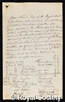 Rennie, George: certificate of election to the Royal Society