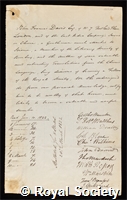 Davis, Sir John Francis: certificate of election to the Royal Society