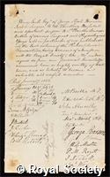 Earle, Henry: certificate of election to the Royal Society