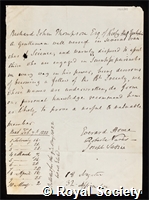 Thompson, Richard John: certificate of candidature for election to the Royal Society