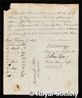 Lemon, Sir Charles: certificate of election to the Royal Society