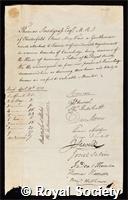 Snodgrass, Thomas: certificate of election to the Royal Society