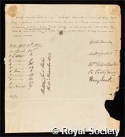 Tulk, Charles Augustus: certificate of election to the Royal Society