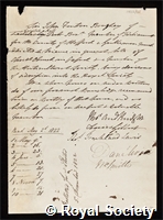 Boughey, Sir John Fenton: certificate of election to the Royal Society