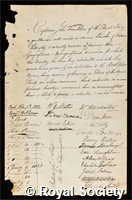 Franklin, Sir John: certificate of election to the Royal Society