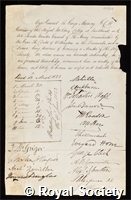 Murray, Sir George: certificate of election to the Royal Society
