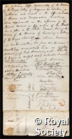 Clift, William: certificate of election to the Royal Society