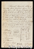 Solly, Samuel Reynolds: certificate of election to the Royal Society