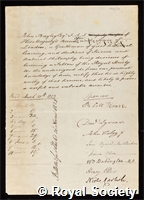 Bayley, John: certificate of election to the Royal Society