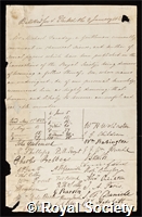 Faraday, Michael: certificate of election to the Royal Society