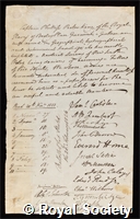 King, Phillip Parker: certificate of election to the Royal Society