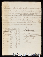 Parish, Sir Woodbine: certificate of election to the Royal Society