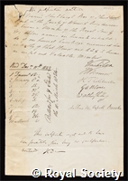 Shuckburgh, Sir Francis: certificate of election to the Royal Society