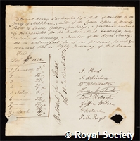 Lushington, Edmund Henry: certificate of election to the Royal Society