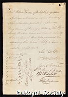 Harcourt, William Venables Vernon: certificate of election to the Royal Society