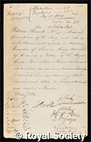Burnett, Sir William: certificate of election to the Royal Society