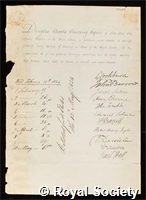 Clavering, Douglas Charles: certificate of election to the Royal Society