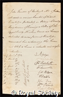 Thomson, John: certificate of election to the Royal Society