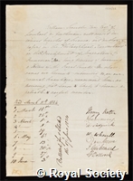 Scoresby, William: certificate of election to the Royal Society