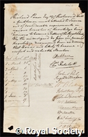 Penn, Richard: certificate of election to the Royal Society