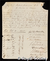 Morrison, Robert: certificate of election to the Royal Society
