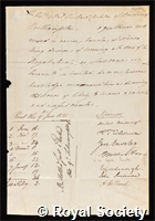 Carleton, Richard: certificate of election to the Royal Society