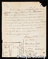 Nicoll, Alexander: certificate of election to the Royal Society